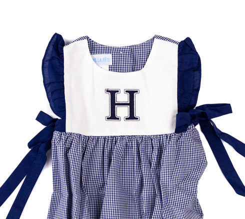 Girls Navy Gingham Bubble Onesie