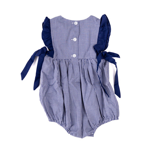 Girls Navy Gingham Bubble Onesie