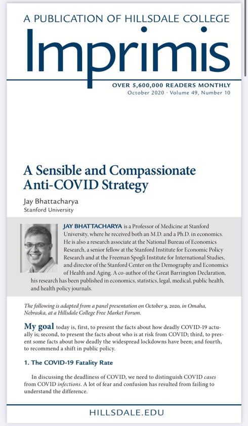 A Sensible and Compassionate Anit-COVID Strategy, Jay Bhattacharya