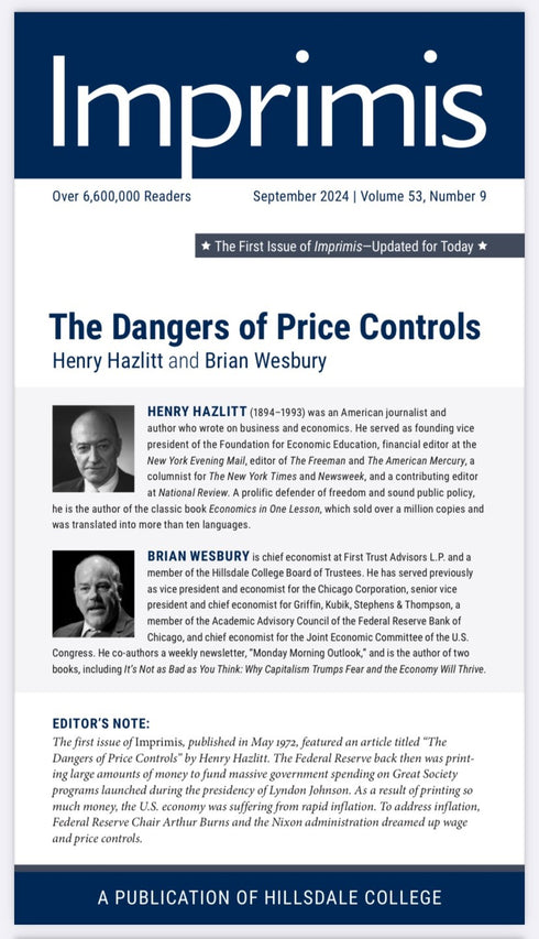 The Dangers of Price Controls, Henry Hazlitt and Brian Wesbury