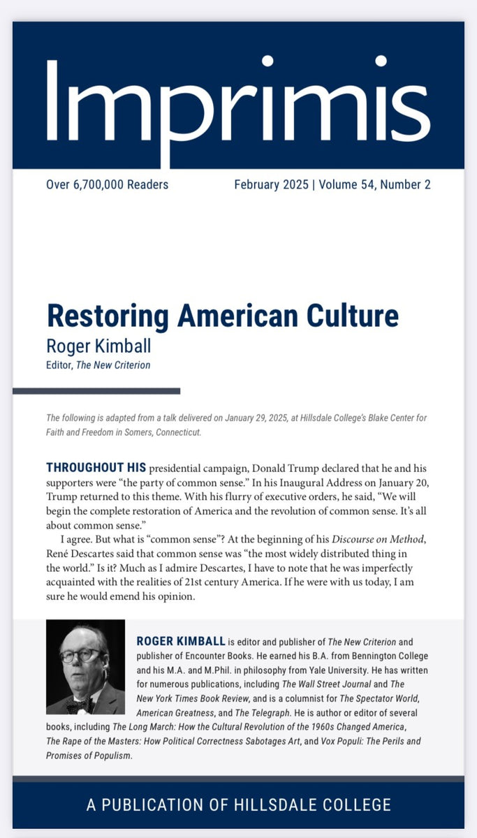 Restoring American Culture – Hillsdale College